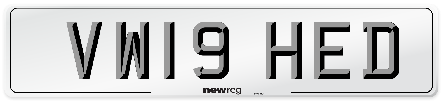 VW19 HED Number Plate from New Reg